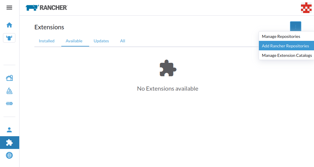 Añadir el repositorio de extensiones de Rancher Manager