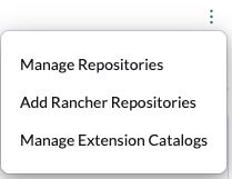 Menú para gestionar Repositorios de Rancher