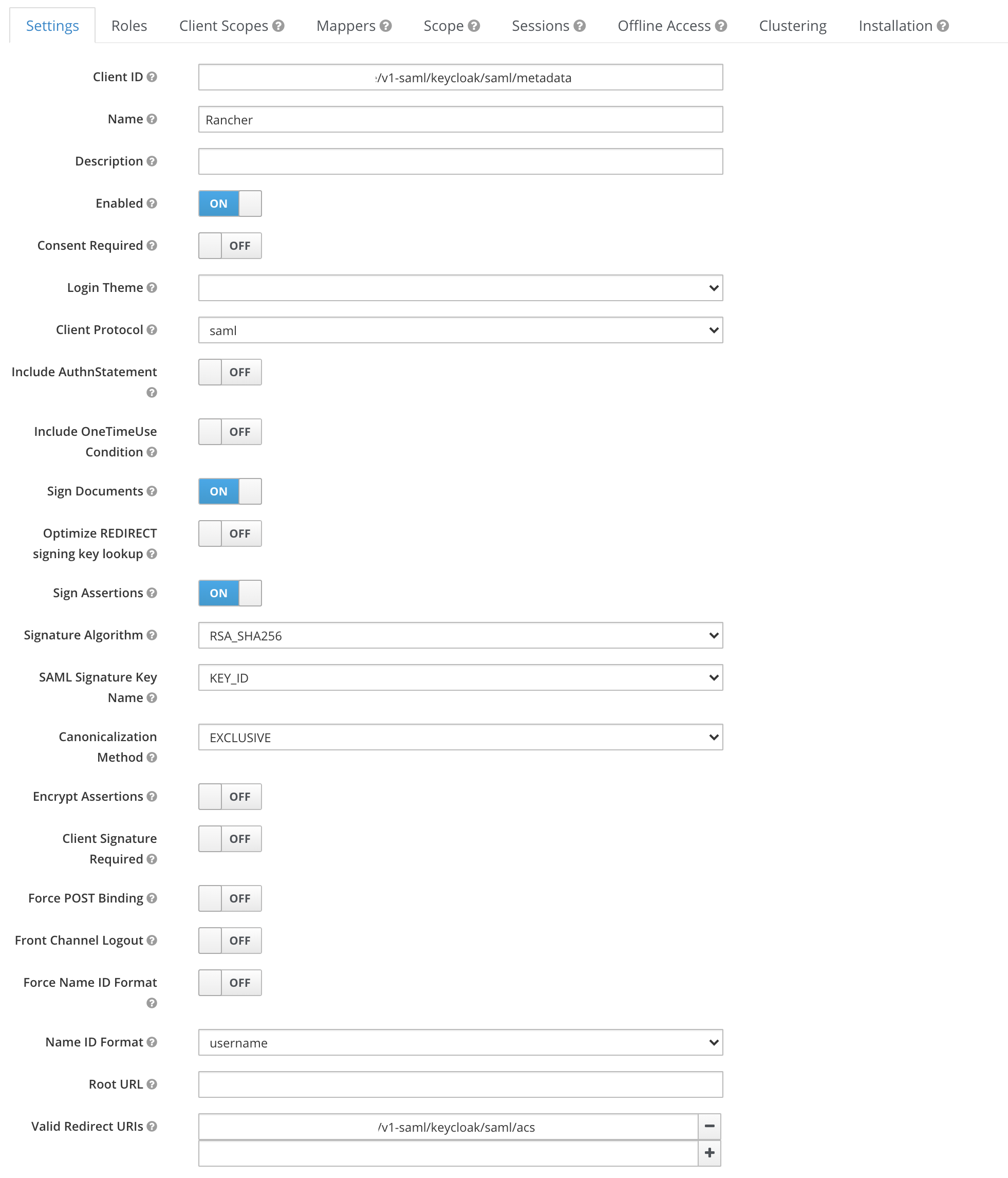 keycloak saml client configuration