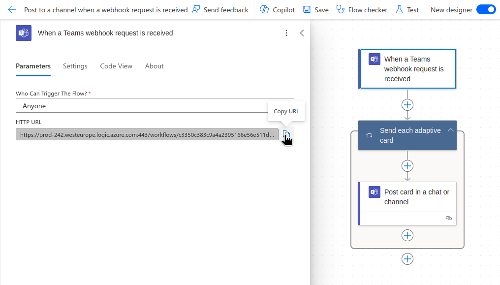 Sélectionner l’URL du flux