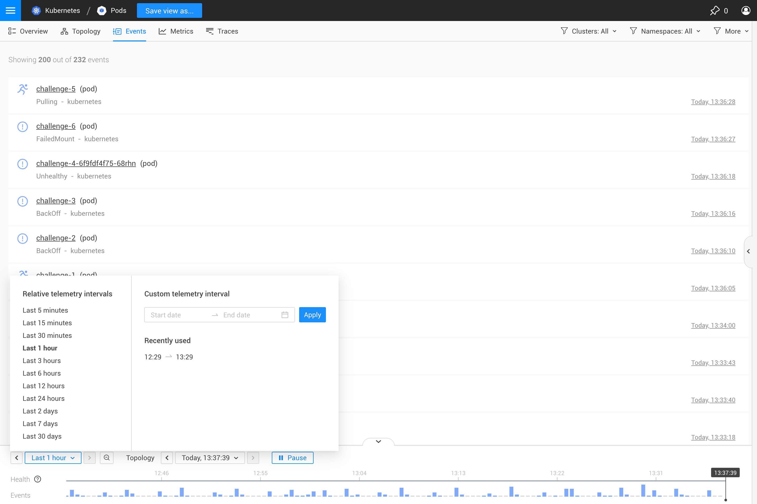 イベントタイムライン