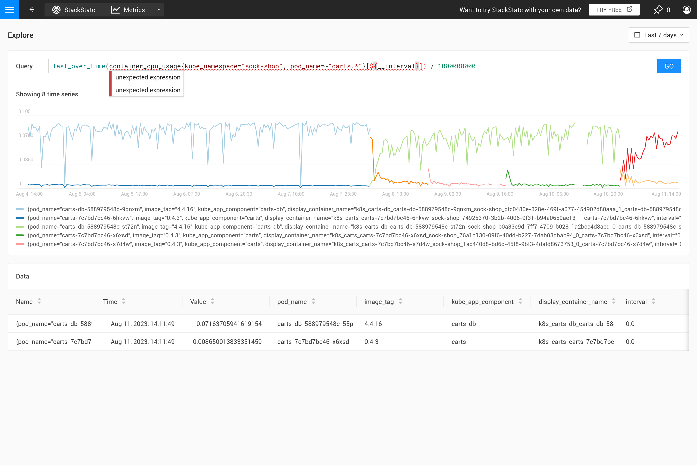 Último ao longo do tempo