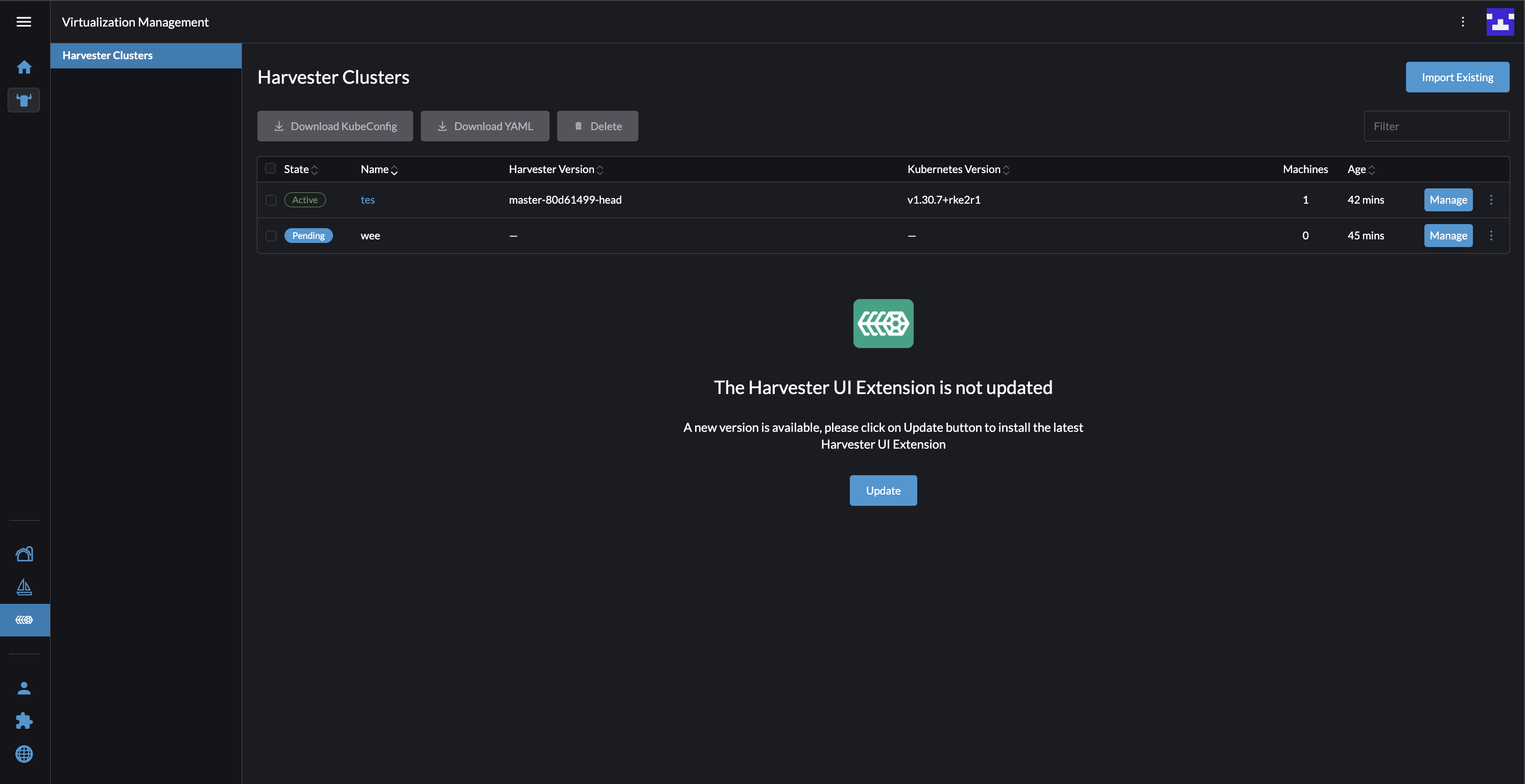 Harvester UI Extension | SUSE® Virtualization v1.8 (Dev)