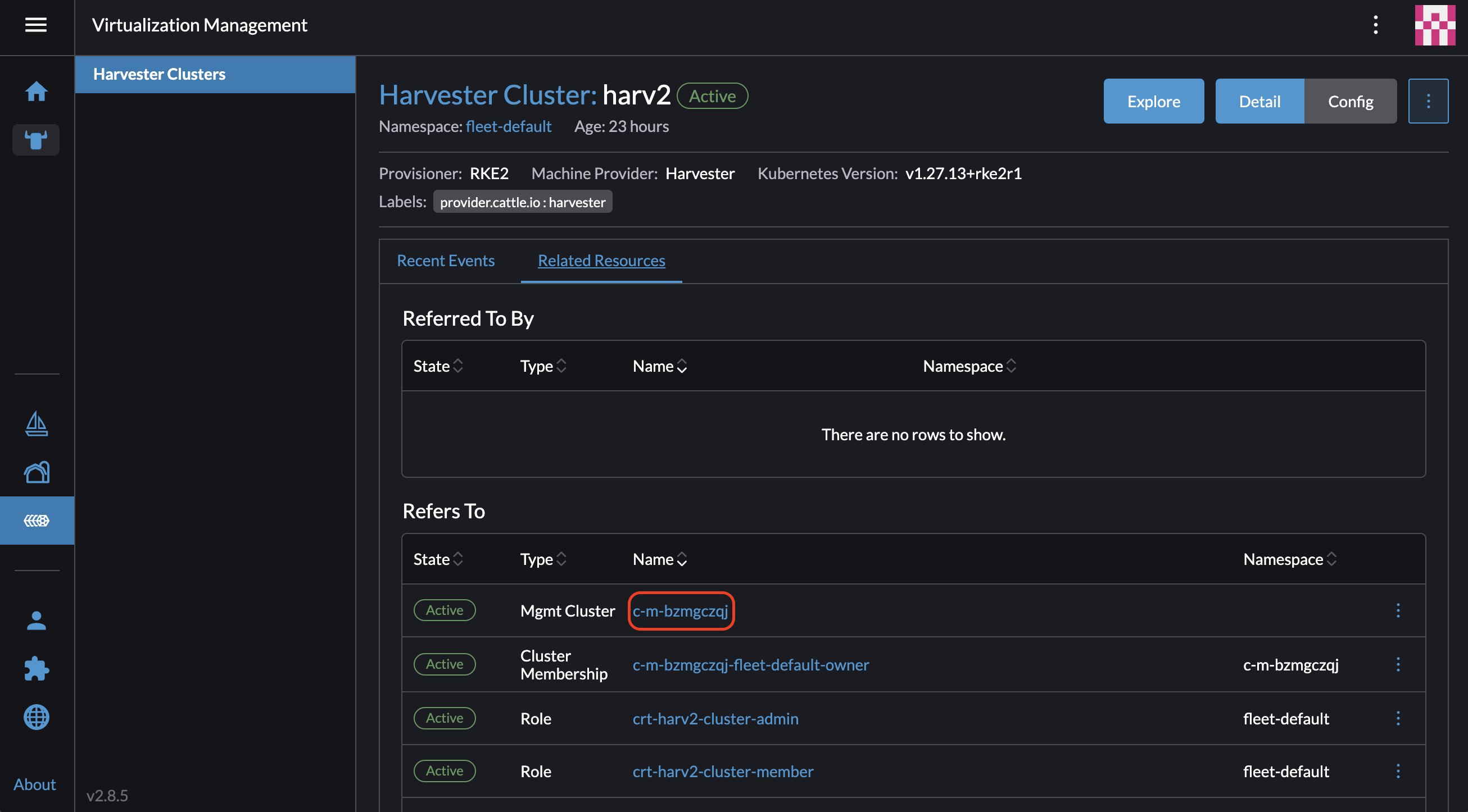 ID du cluster Harvester