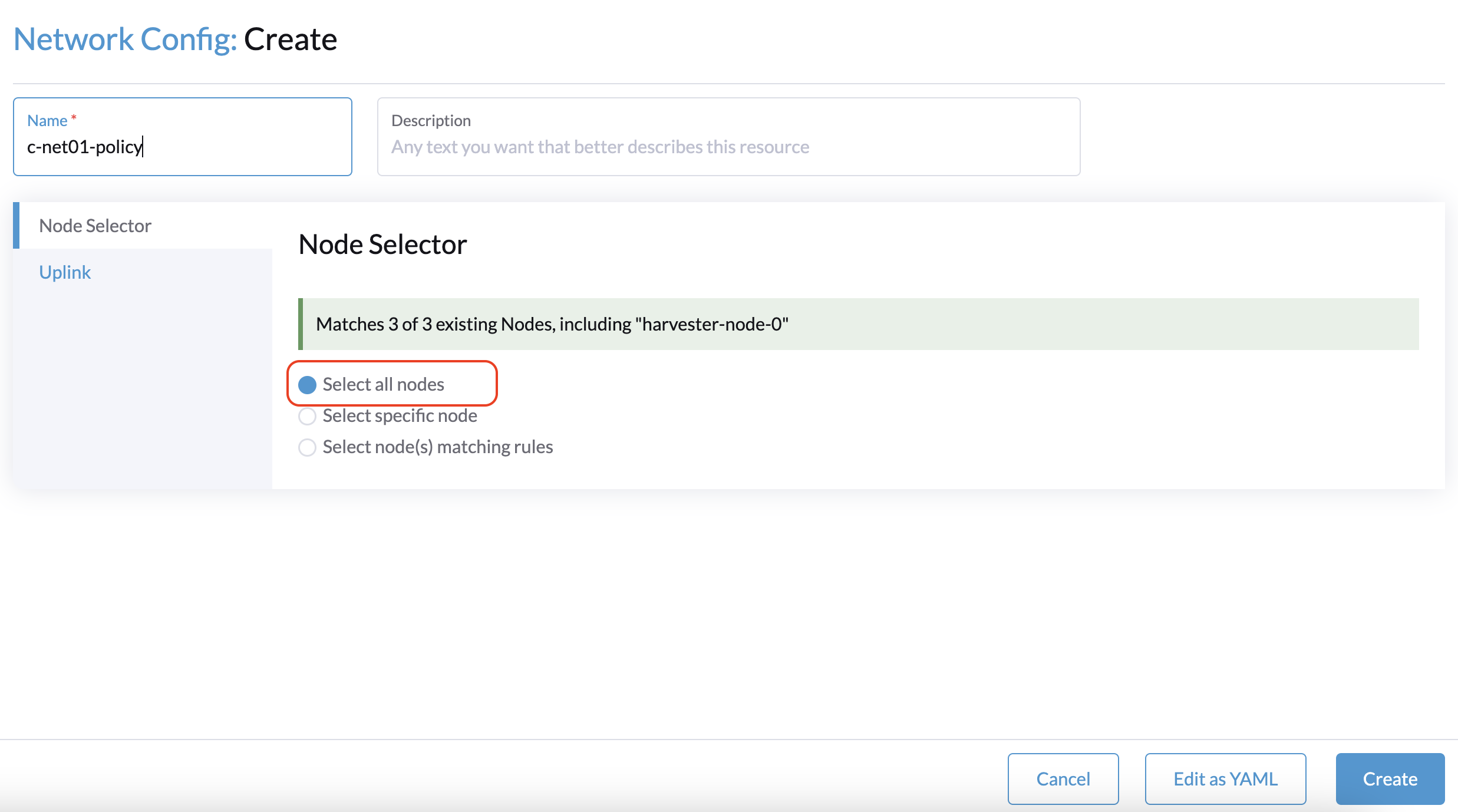 すべてのノードでネットワーク設定を作成