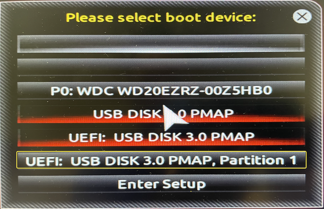 usb install select correct partition