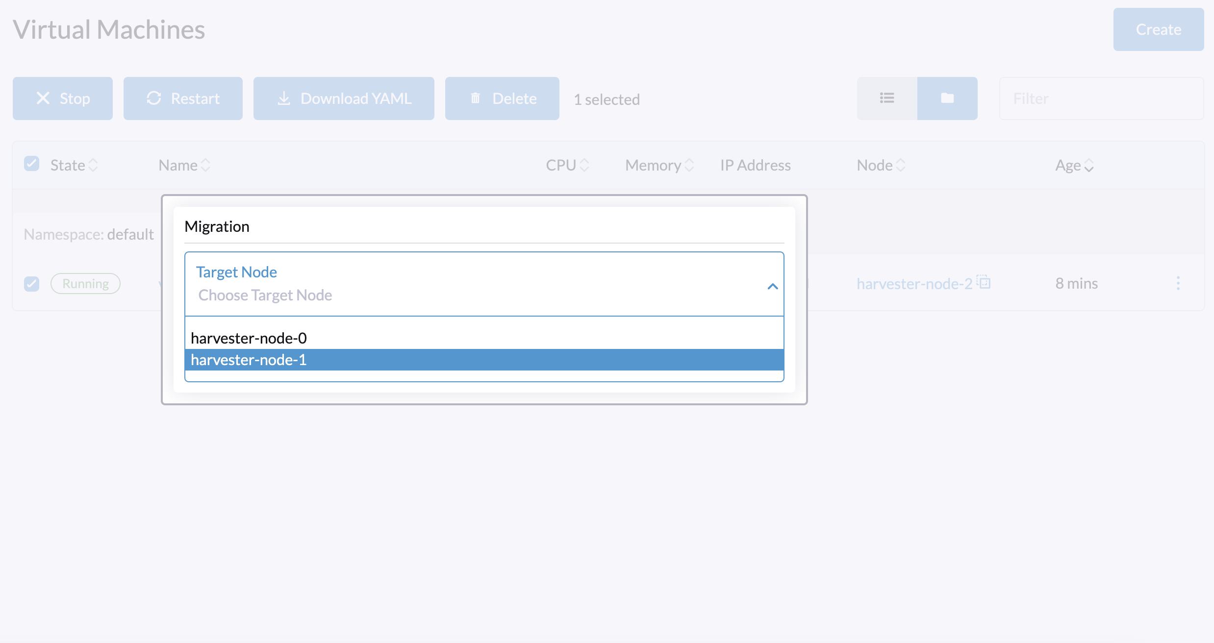 vm migration target witness node