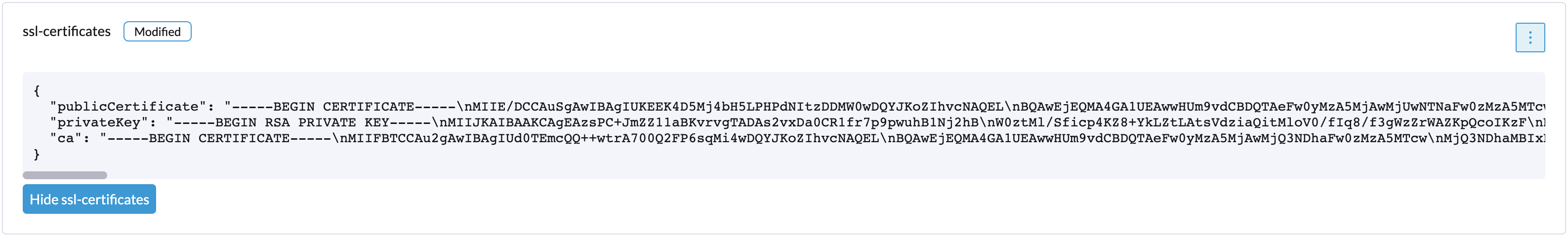 The SSL certificate setting