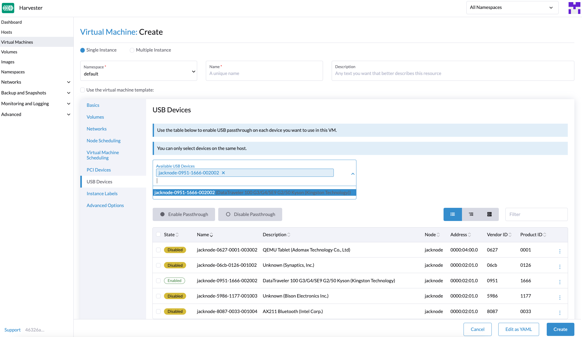 attach vm