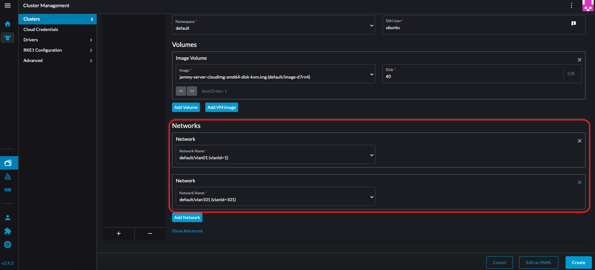 create guest cluster with two nics