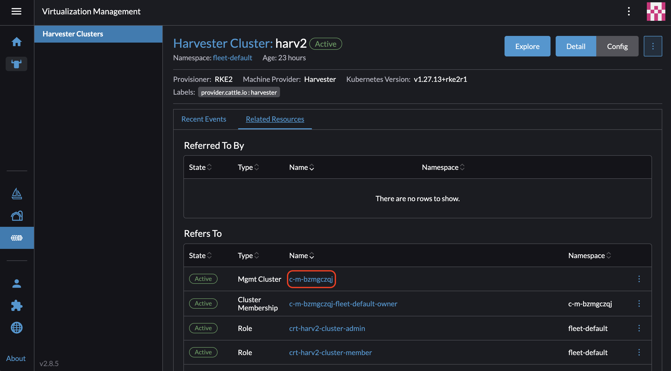 Harvester Cluster ID