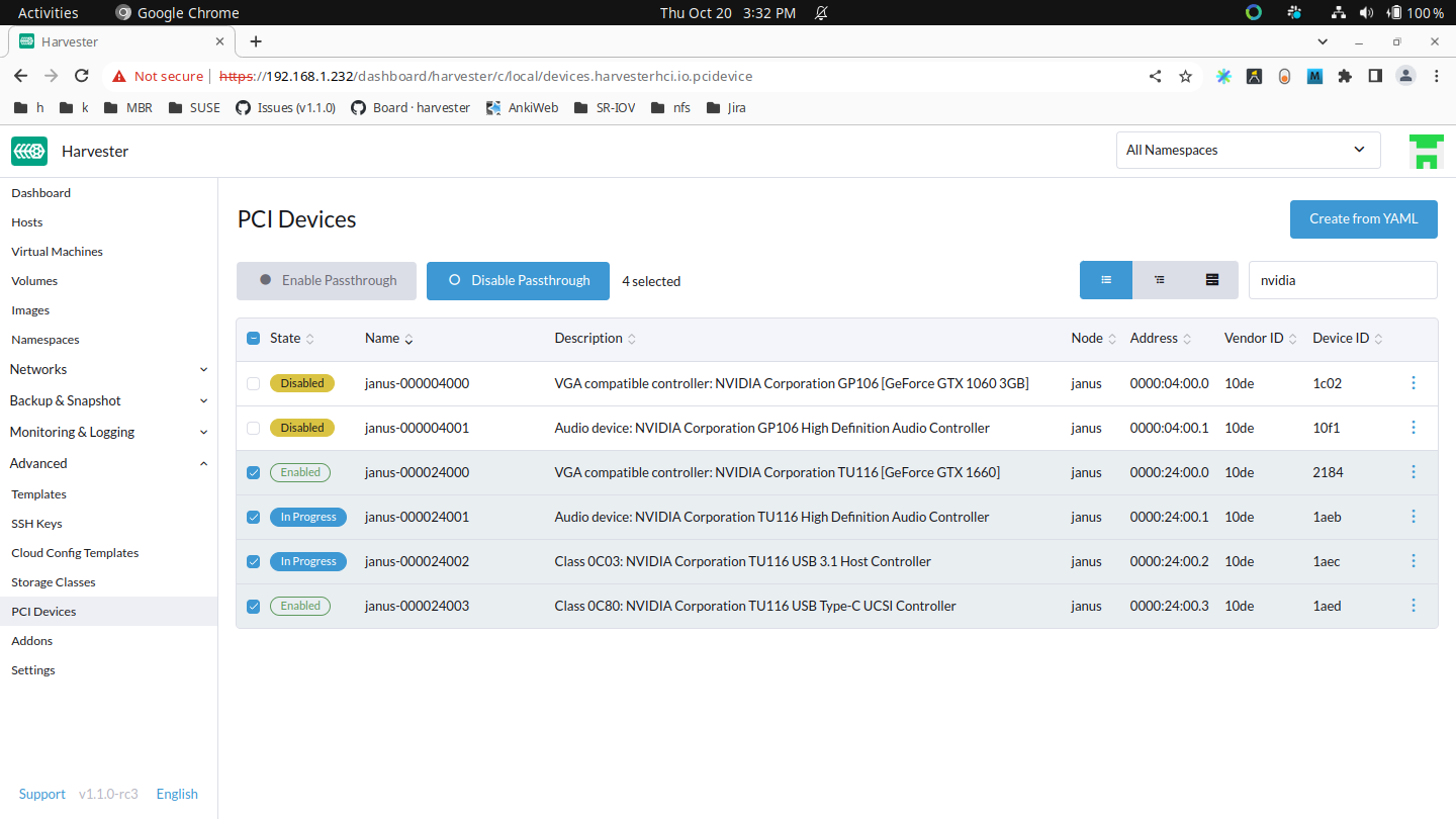 enable pcidevices inprogress