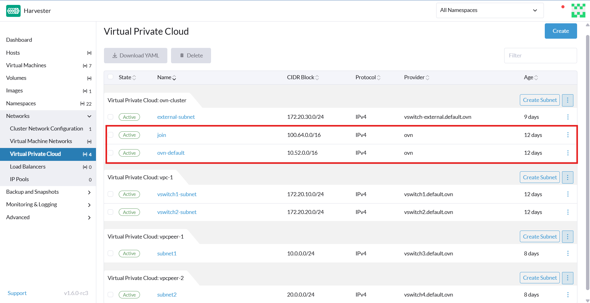 Standard-Private Cloud und Subnetz
