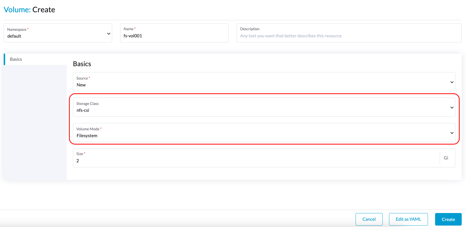 create fs volume