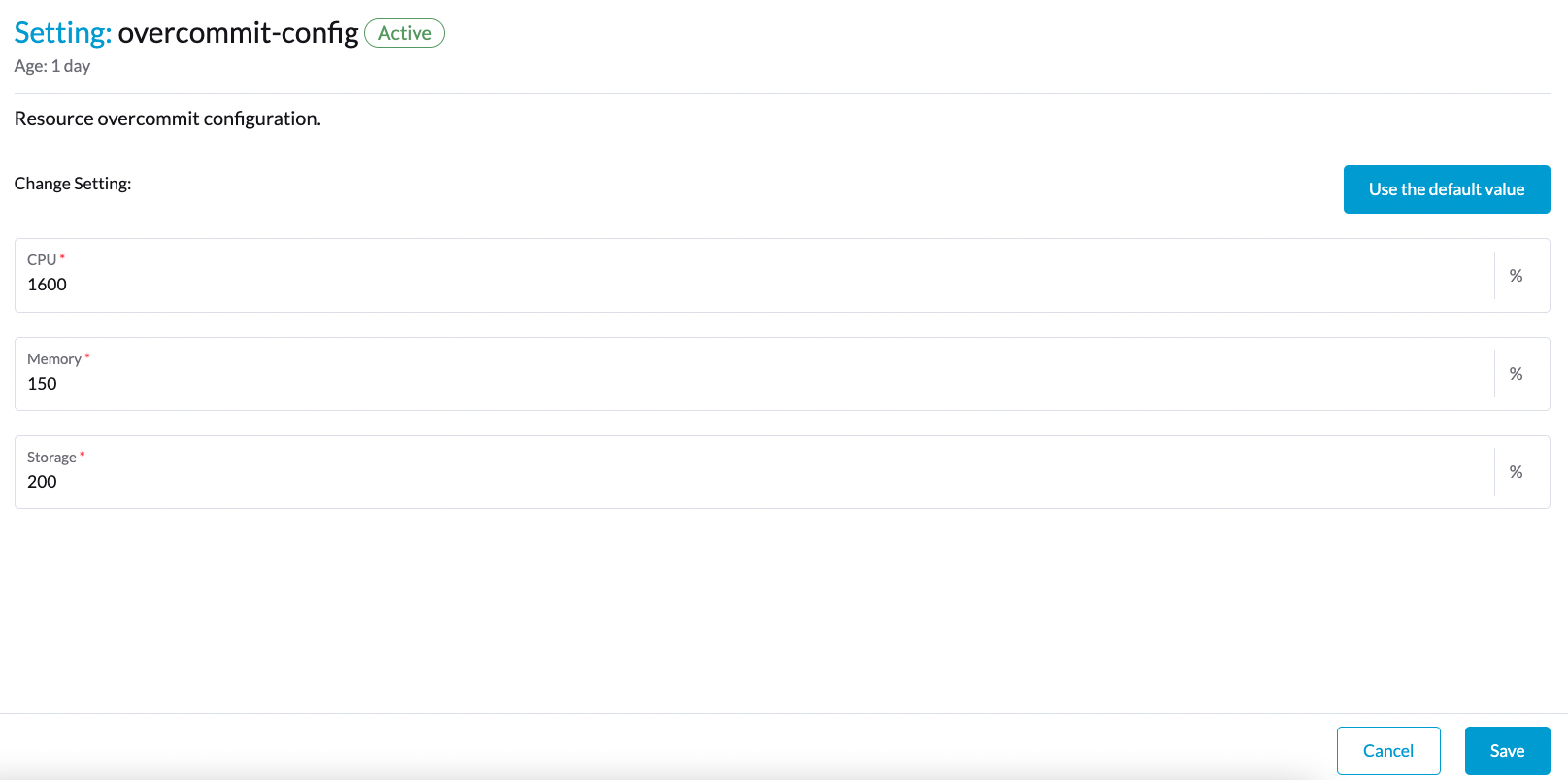 painel de overcommit