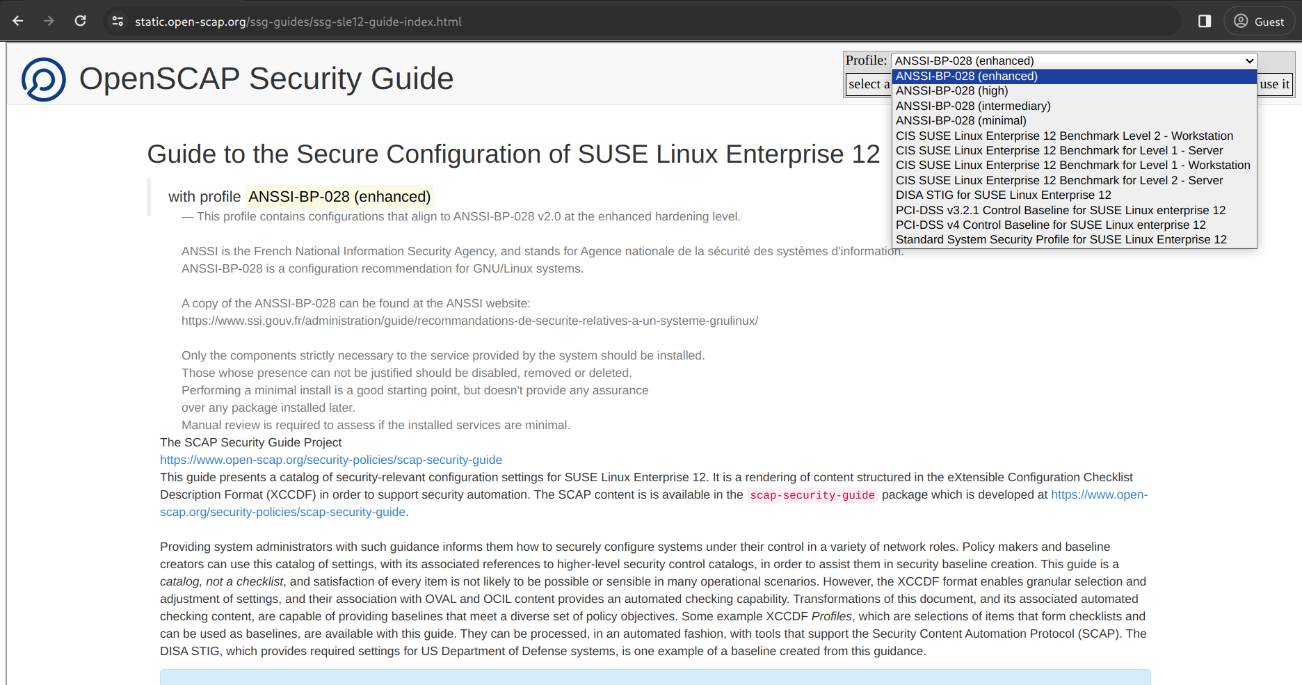 SCAP Security Guide profiles for SUSE Linux Enterprise 12