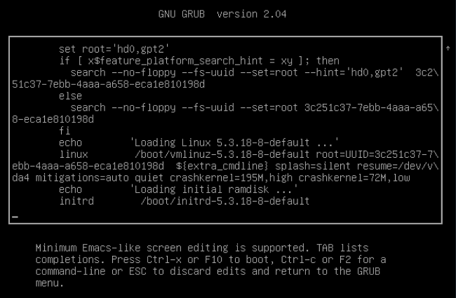 GRUB 2 boot editor GRUB 2 boot editor