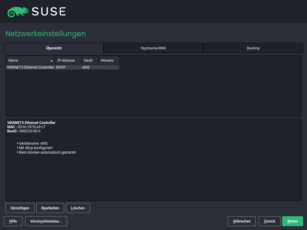 Netzwerkeinstellungen Netzwerkeinstellungen