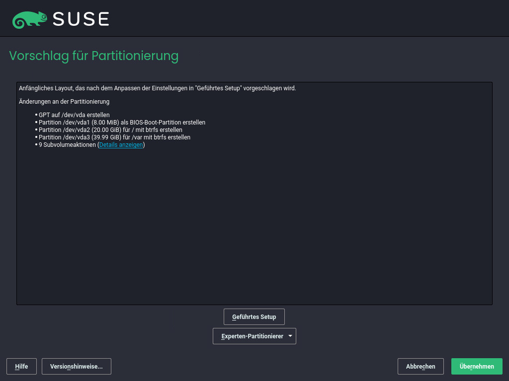 Vorgeschlagene Partitionierung Vorgeschlagene Partitionierung