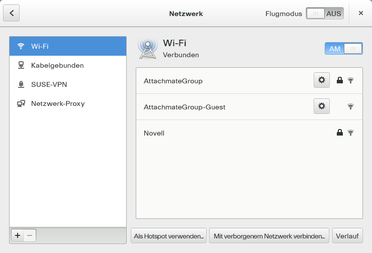Dialogfeld „Netzwerkverbindungen“ in GNOME