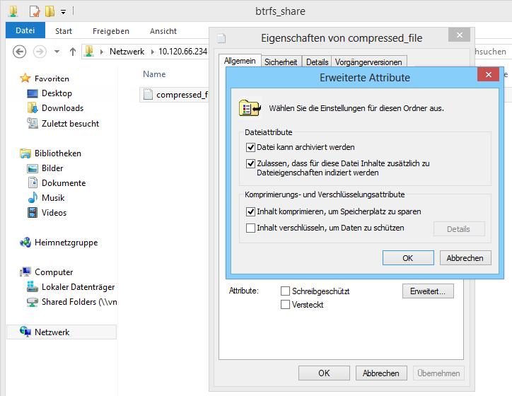 Dialogfeld Erweiterte Attribute in Windows Explorer