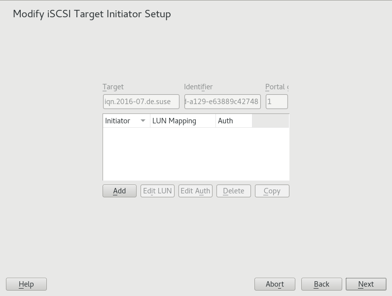 Modify iSCSI Target Initiator Setup