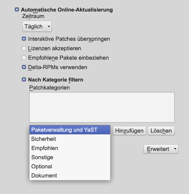 Konfiguration der YaST-Online-Aktualisierung