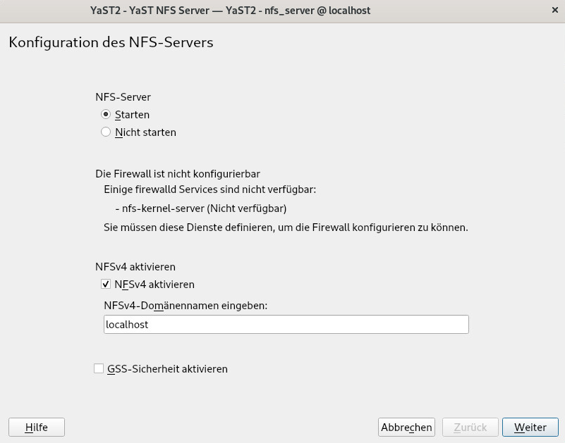Konfiguration des NFS-Servers
