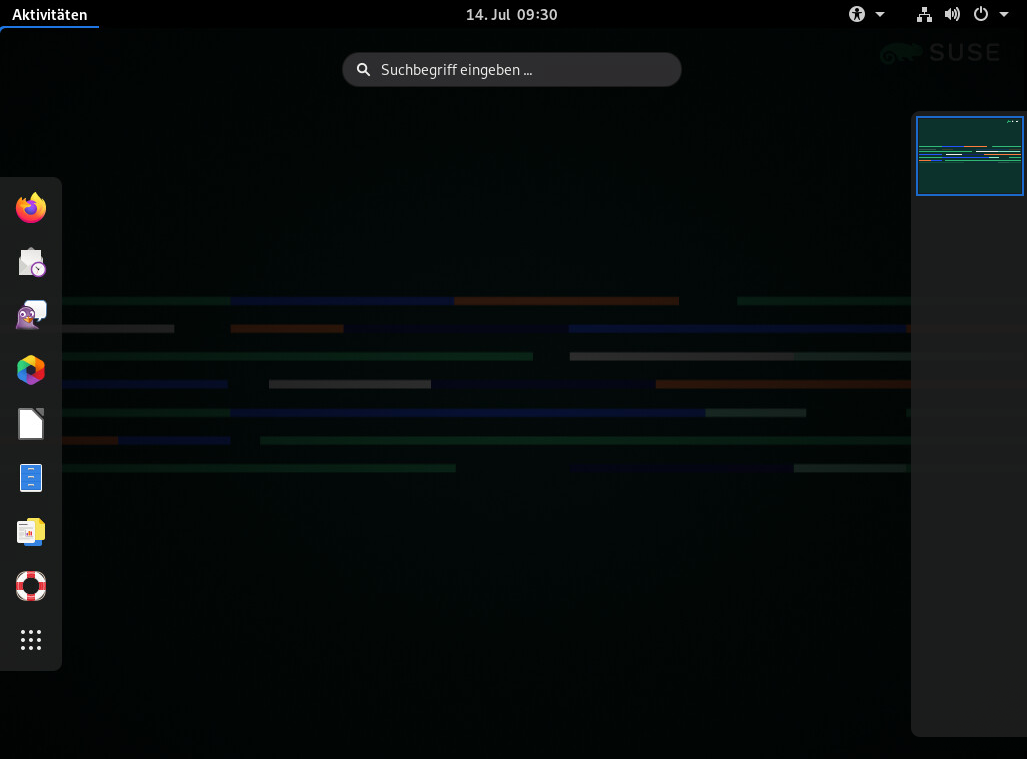 GNOME-Desktop mit Aktivitätenübersicht