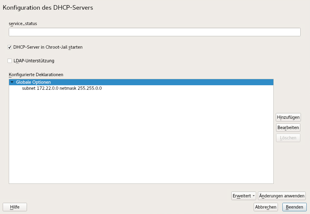 DHCP-Server: Chroot Jail und Deklarationen
