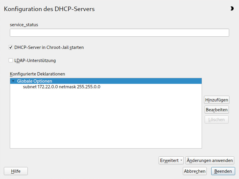 DHCP-Server: Chroot Jail und Deklarationen