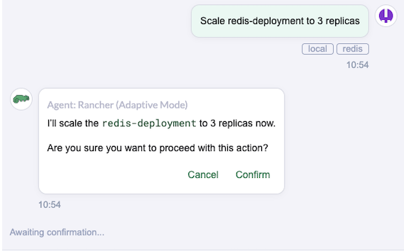 Confirmation dialog for environment modifications.