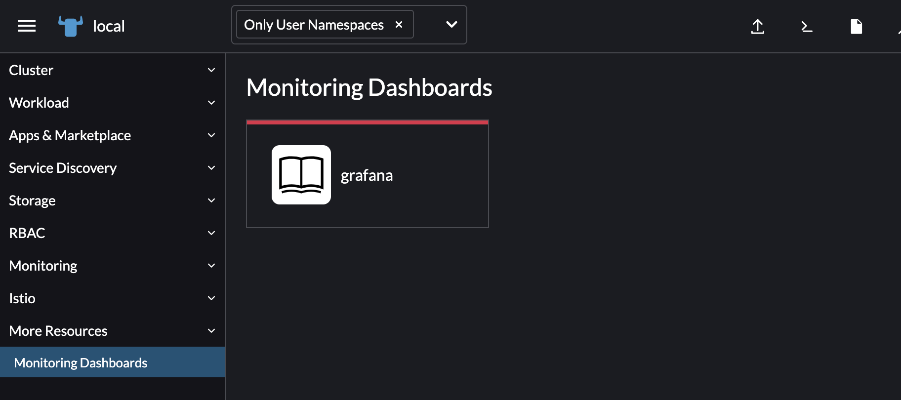 Captura de pantalla del enlace de Grafana