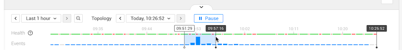 Click and drag on the timeline to set a custom telemetry interval on your selection