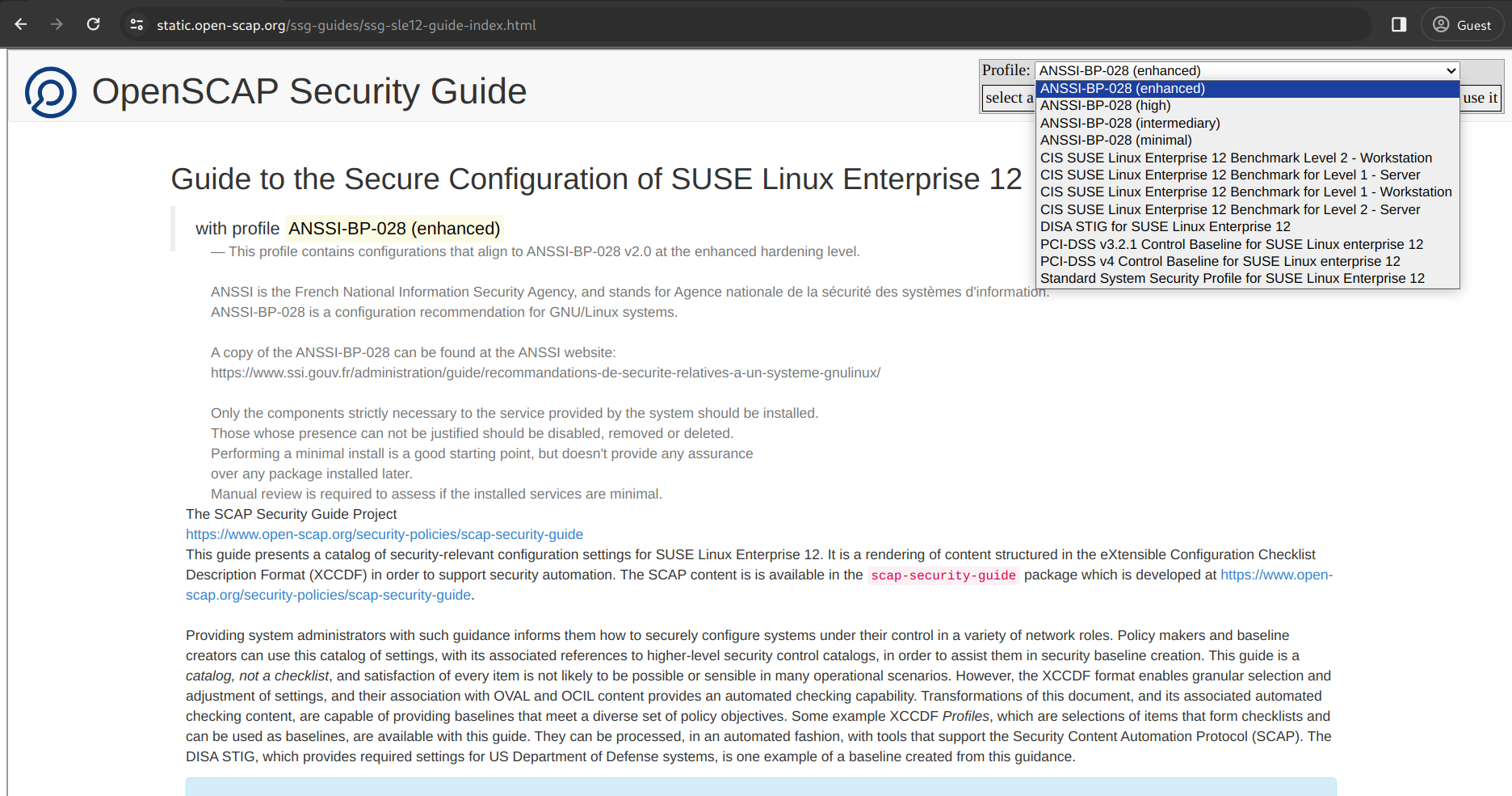 SCAP Security Guide profiles for SUSE Linux Enterprise 12 SCAP Security Guide profiles for SUSE Linux Enterprise 12