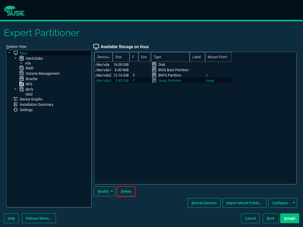 SLES15 SP2 Setup Expert Partitioner SLES15 SP2 Setup Expert Partitioner
