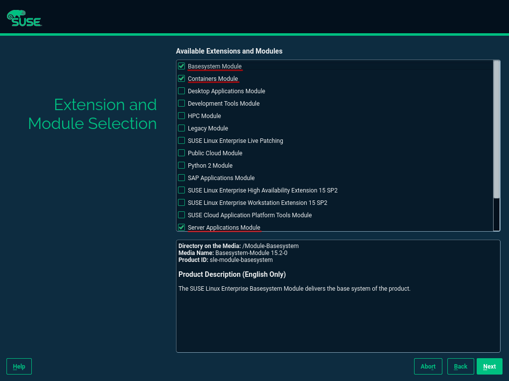 SLES15 SP2 Setup Extensions SLES15 SP2 Setup Extensions