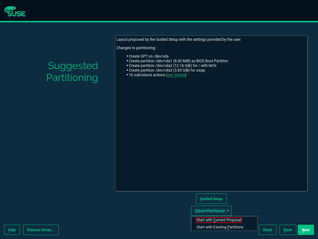 SLES15 SP2 Setup Partitioning Expanded SLES15 SP2 Setup Partitioning Expanded