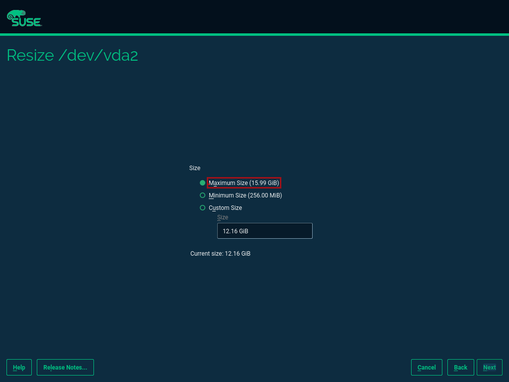 SLES15 SP2 Setup Resize Disk SLES15 SP2 Setup Resize Disk