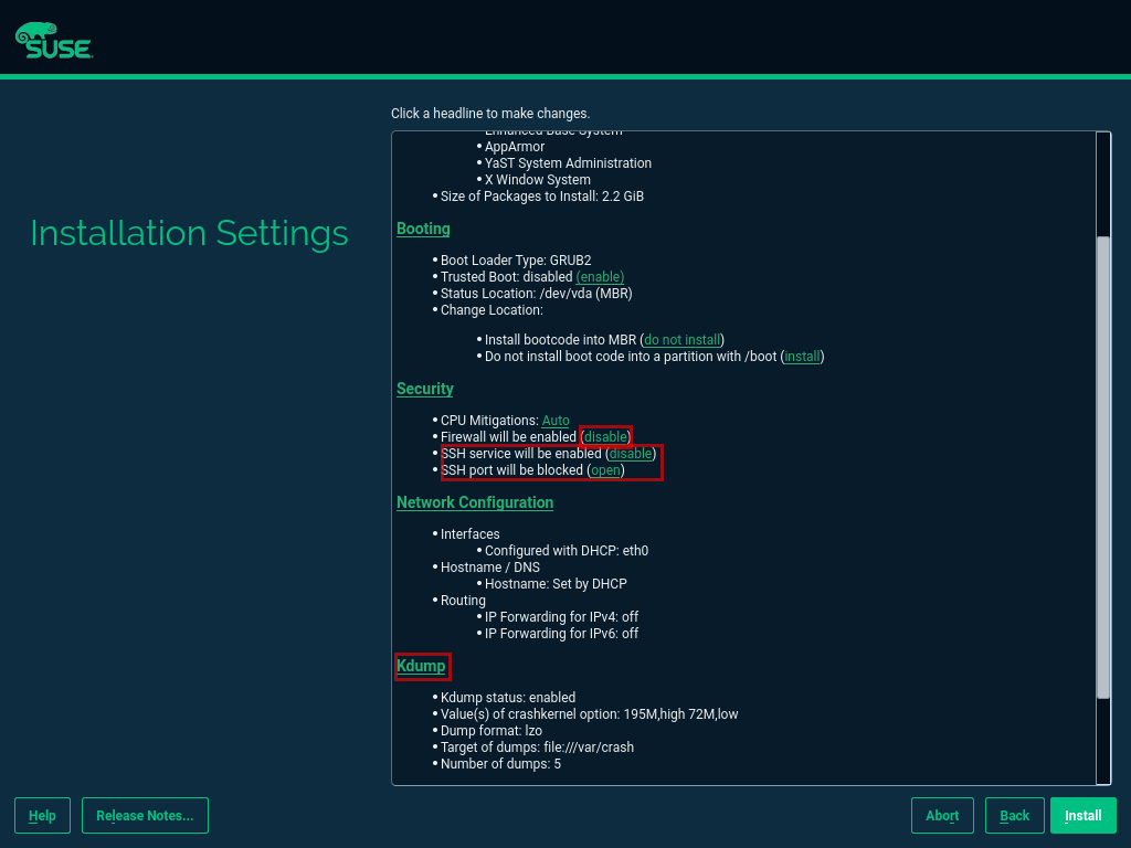 SLES15 SP2 Setup Summary SLES15 SP2 Setup Summary