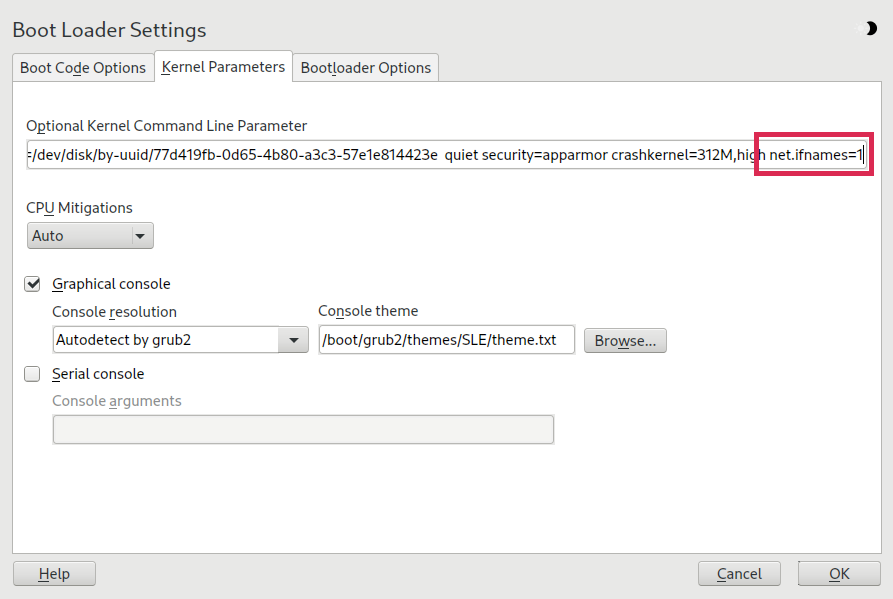 GRUB 2 kernel command line GRUB 2 kernel command line