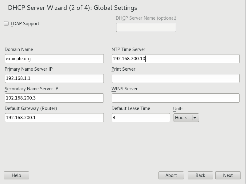 DHCP Server: Global Settings