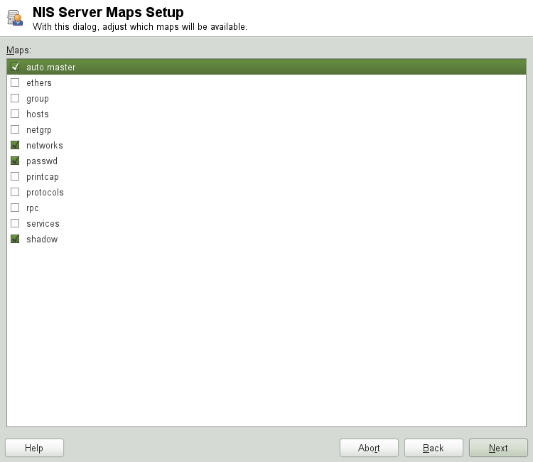 NIS Server Maps Setup