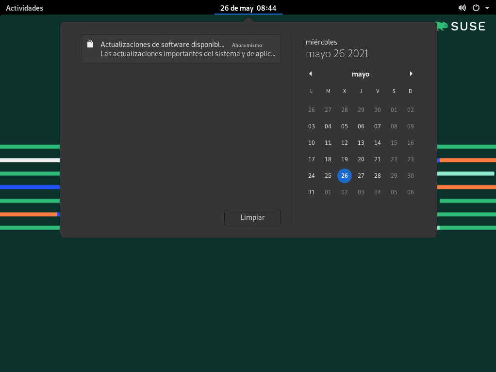 notificación de actualización en el escritorio GNOME