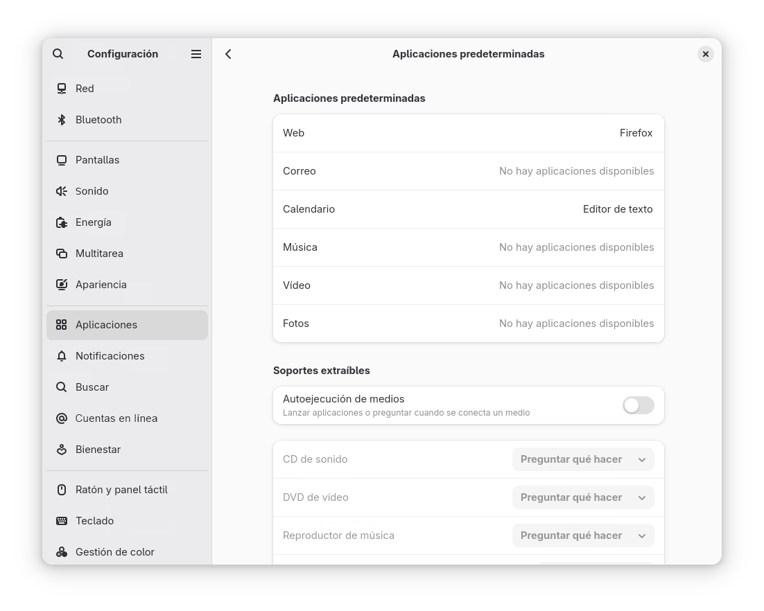 Lista de aplicaciones por defecto de GNOME que se usan para abrir enlaces y archivos comunes Lista de aplicaciones por defecto de GNOME que se usan para abrir enlaces y archivos comunes