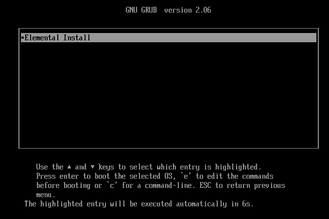 SUSE® Rancher Prime: OS Manager menú de instalación del sistema operativo grub