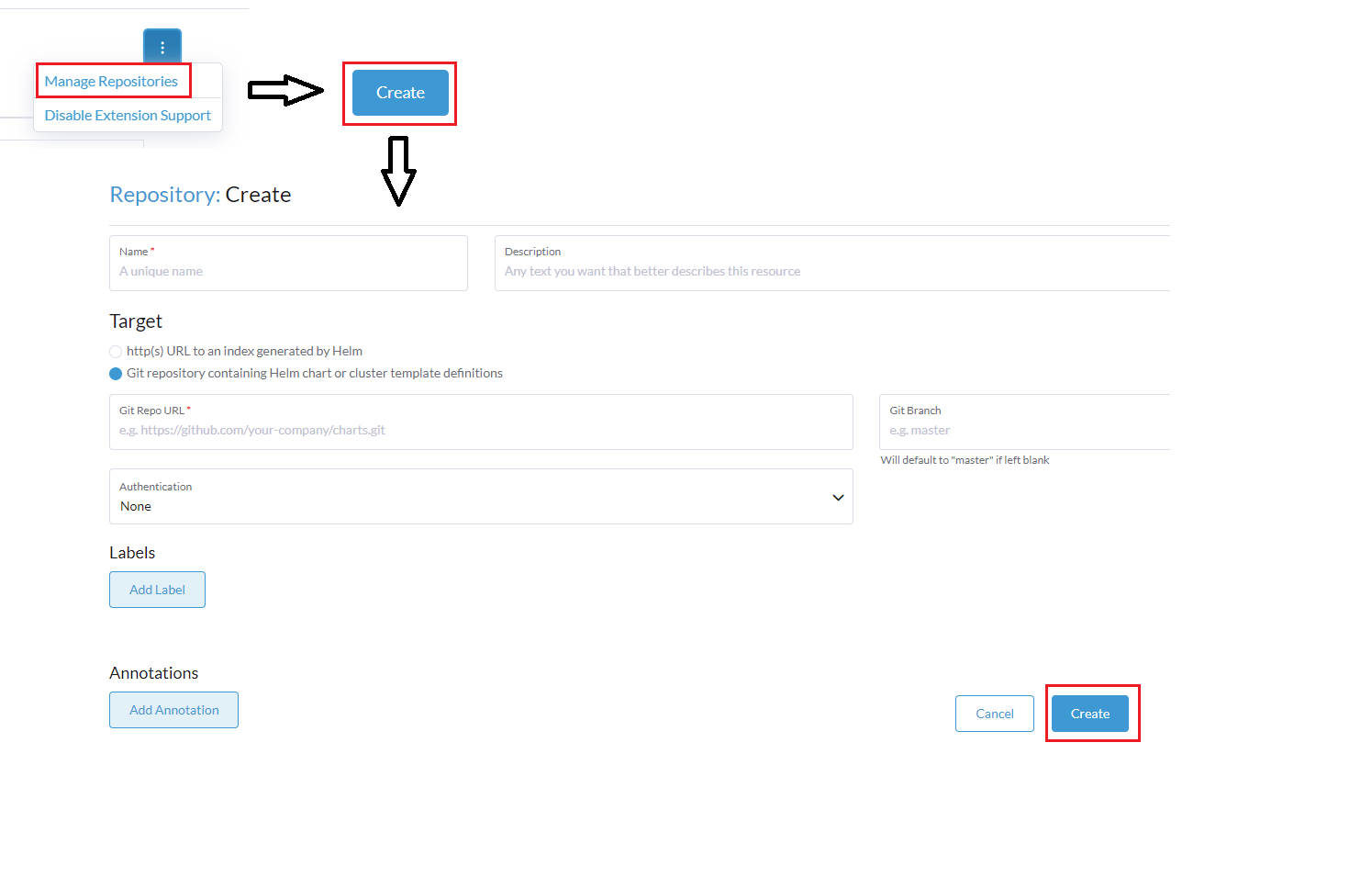 Manage repositories