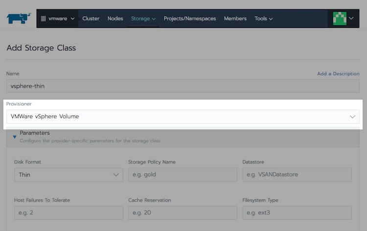 vsphere storage class