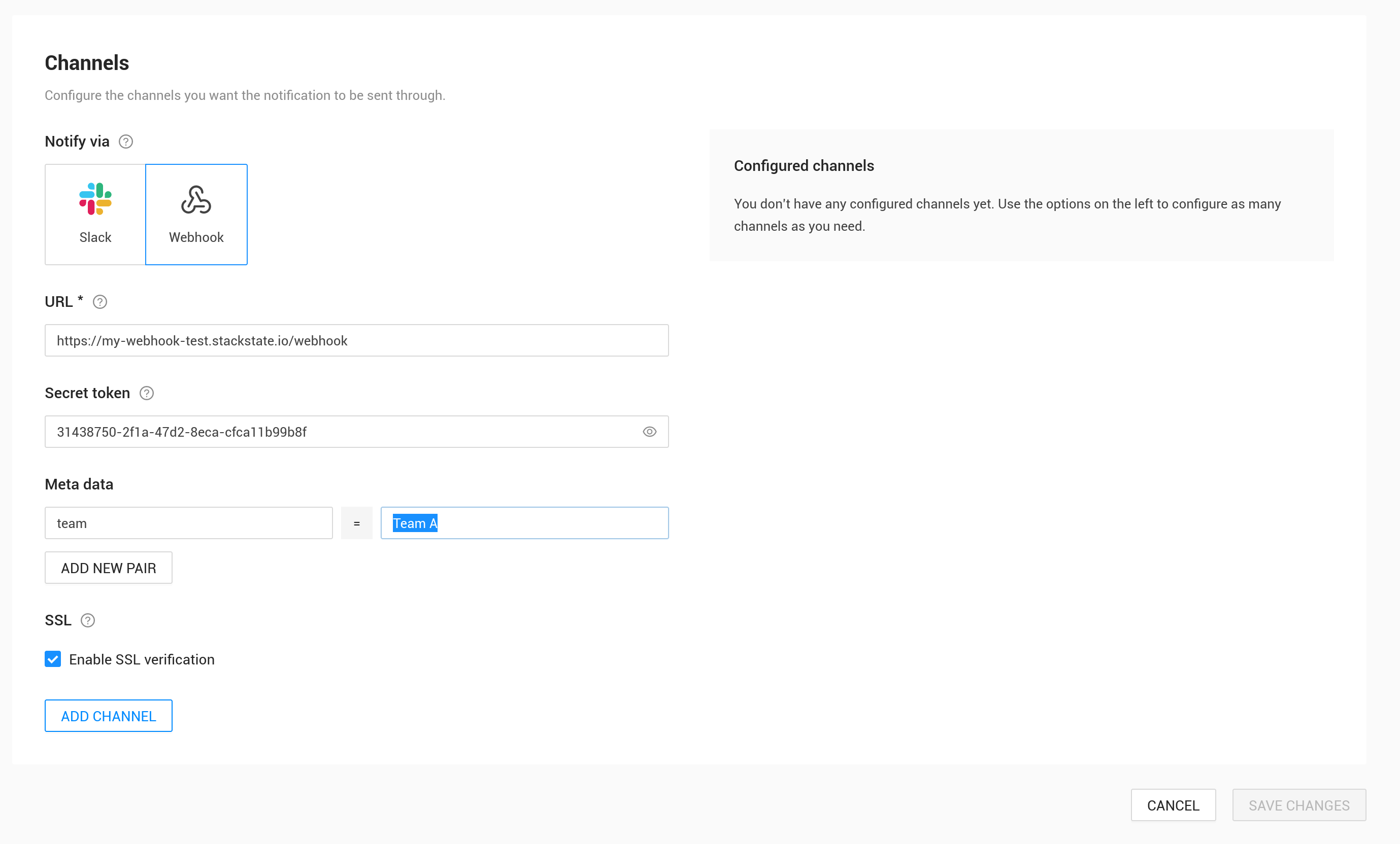 Configurar um webhook