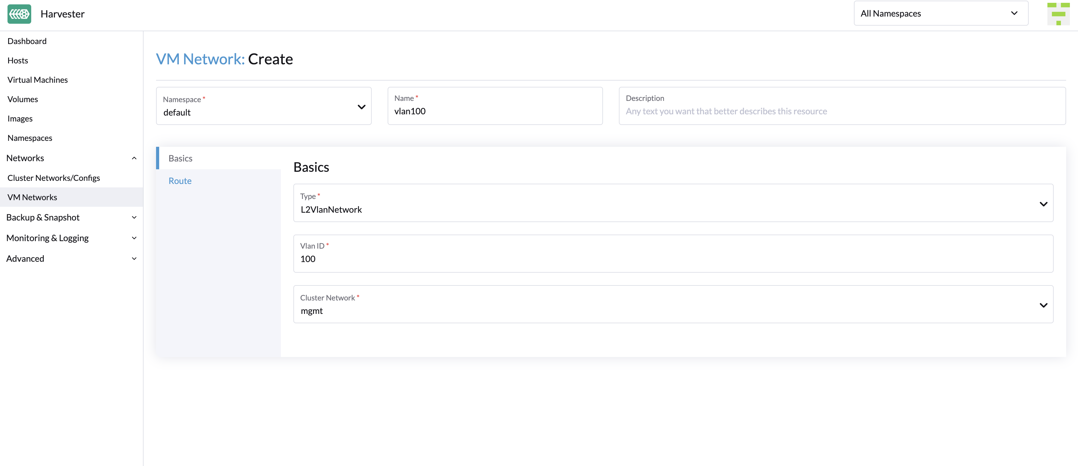 create vlan network